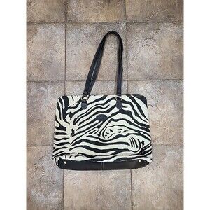 TANGAROA Terrida Zebra Pattern Leather Large Tote  Travel Briefcase Bag